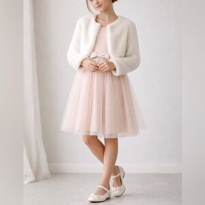 Ivory Faux Fur Cropped Bolero Jacket | Youth 16 | Modern Special Occasion